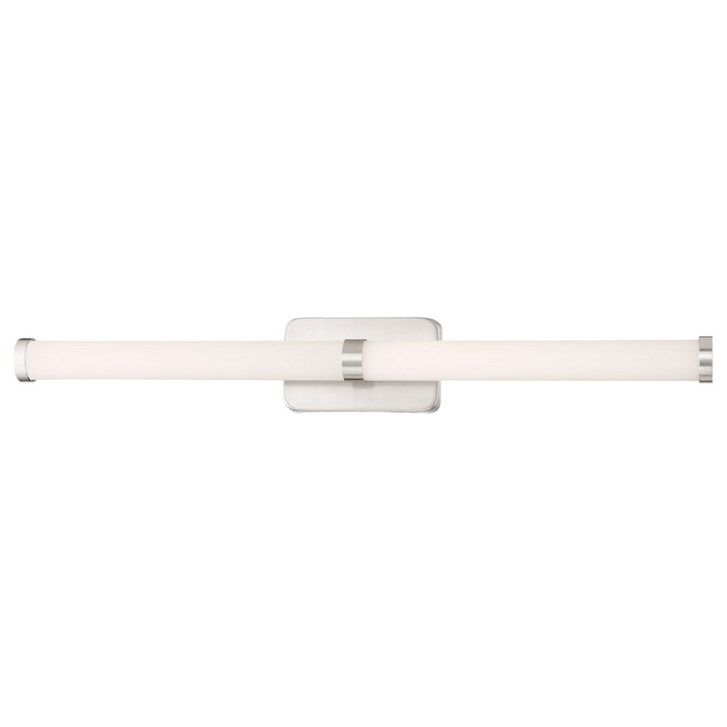 Minka Lavery 24in 1-Light LED Wall Sconce | Modern Brushed Nickel and White Acrylic | Bathroom & Hallway Accent | 24 x 5 x 3.6 in | Model 2874-84-L