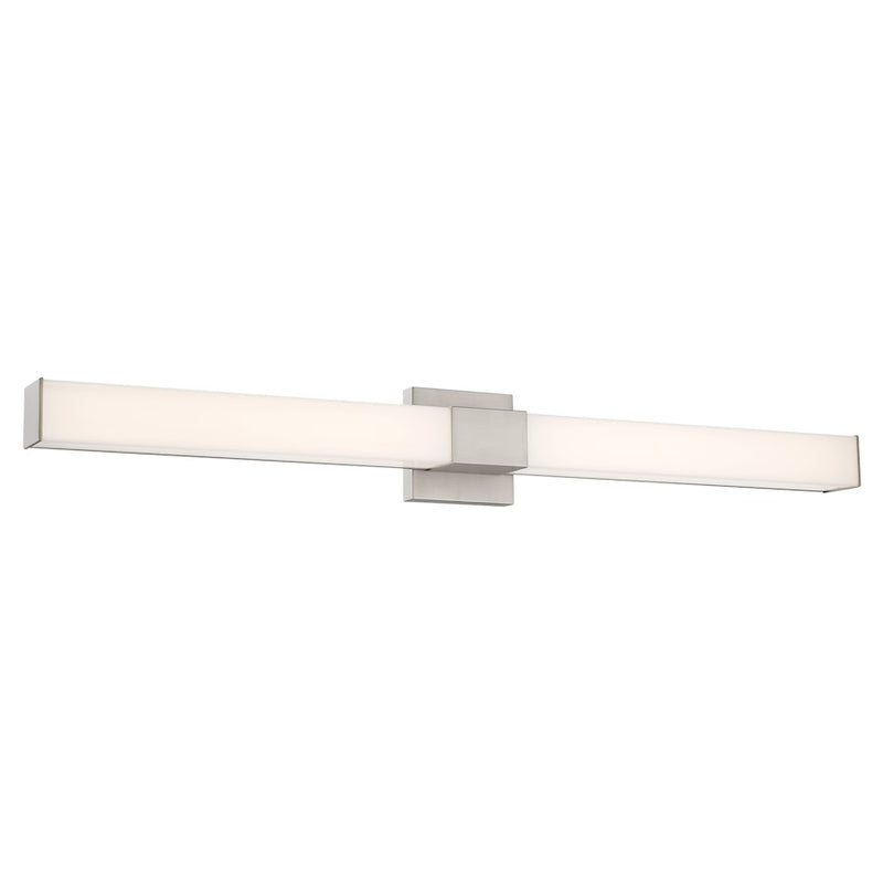 Minka Lavery 38in 28W LED Wall Sconce | Modern Brushed Nickel and White Acrylic | Hallway & Living Room | 38 x 3.63 x 5 in | Model 2876-84-L