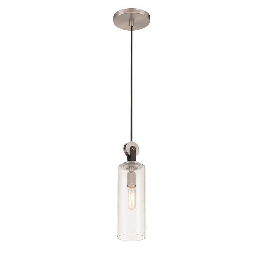 Minka Lavery Pullman Junction 1 Light Mini Pendant, Coal/Nickel/Clear