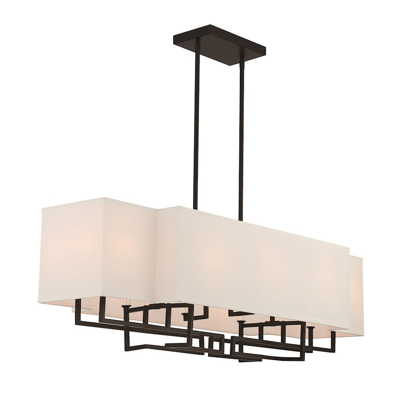 Minka Lavery Upham Estates 40in 10-Light Island Light | Transitional Coal/Polished Nickel and White Linen Glass | Kitchen Island & | Model 2959-572