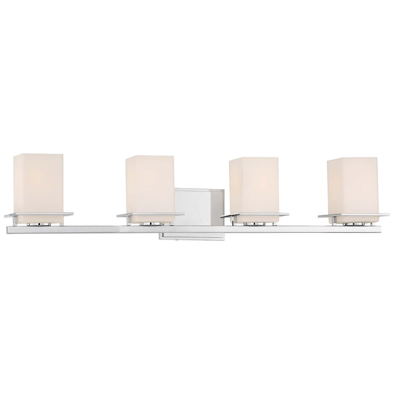 Minka Lavery Tournee 34in 4-Light Vanity Light | Chrome and Frosted Glass | Bathroom Vanity | 33.5 x 7 in | Model 3004-77