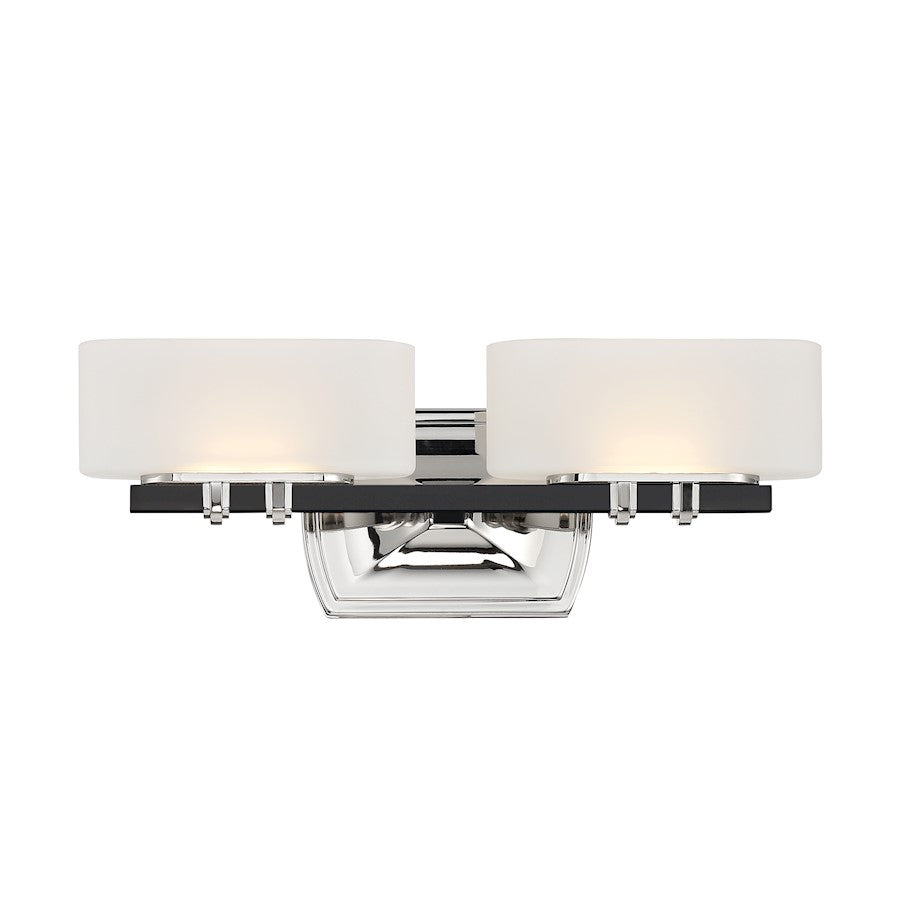 Minka Lavery Drury 2 Light LED Bath Vanity, Coal/Nickel /White