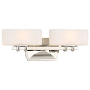 Minka Lavery Drury 18in 2-Light Bath Vanity Light | Traditional Polished Nickel and Etched Opal Glass | Bathroom Vanity | Model 3012-613