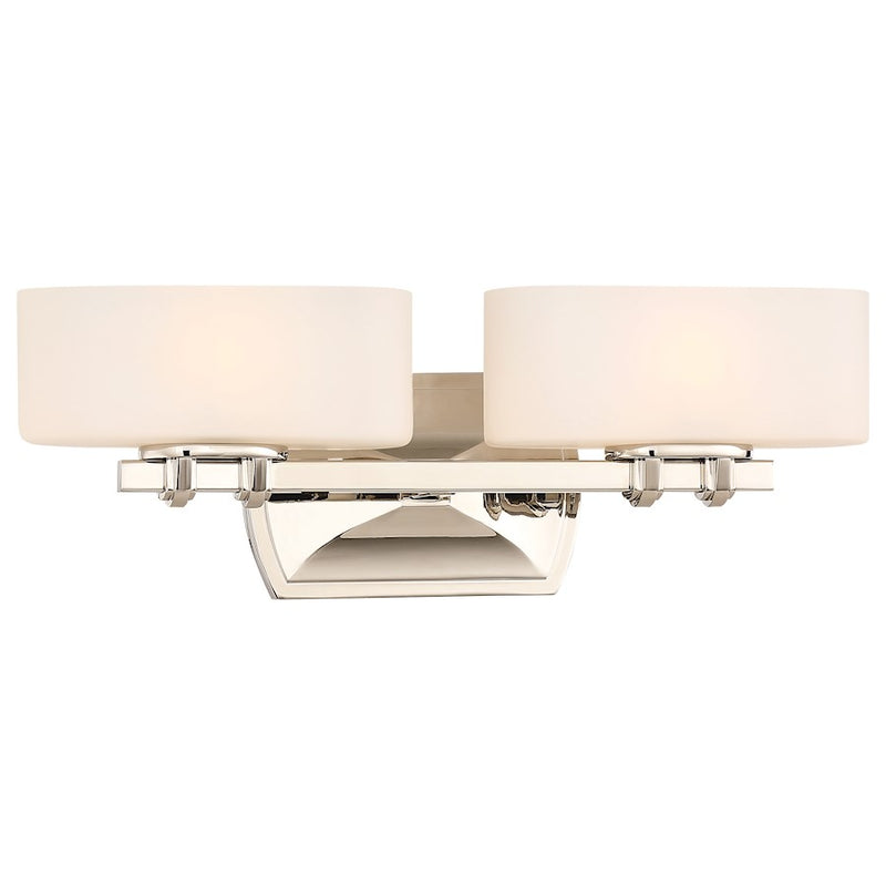 Minka Lavery 2-Light LED Bath Vanity | Transitional Polished Nickel and Etched White Glass | Bathroom Vanity Light | 17 x 5 x 6 in | Model 3012-613-L