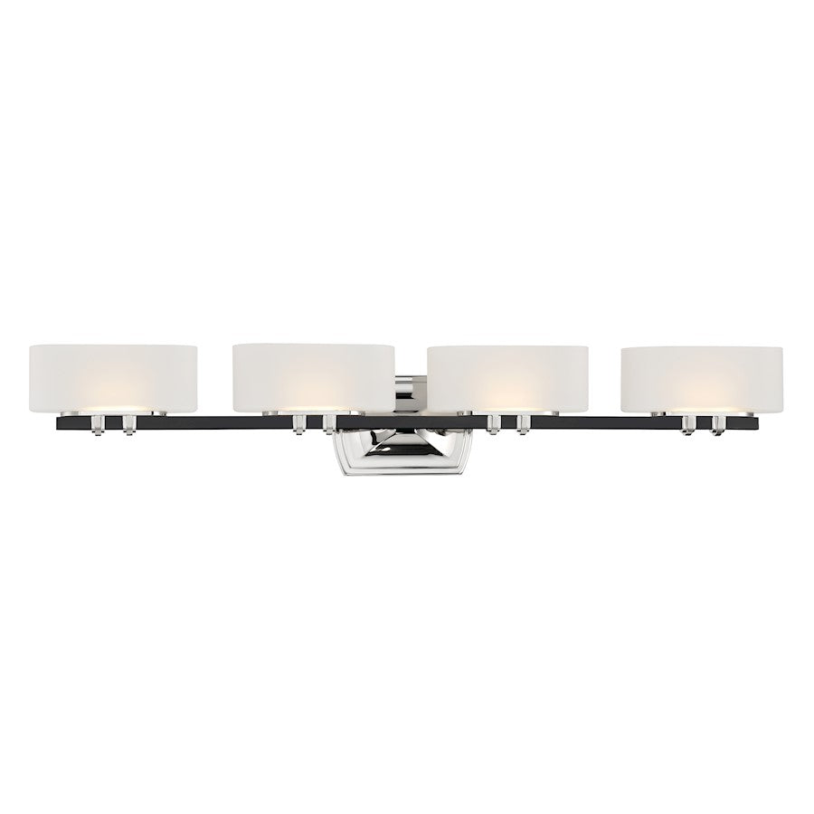 Minka Lavery Drury 4 Light LED Bath Vanity, Coal/Nickel /White