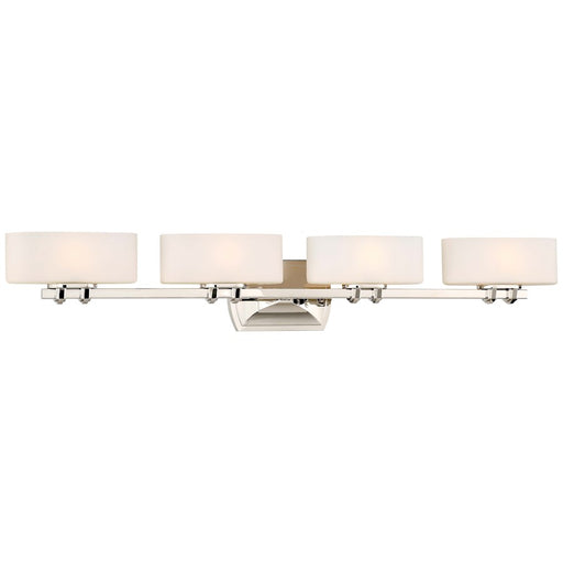 Minka Lavery Drury 36in 4-Light Vanity Light | Traditional Polished Nickel and Etched Opal Glass | Bathroom Vanity | 36 x 5 x 6 in | Model 3014-613