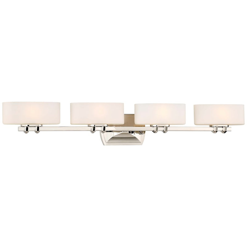 Minka Lavery Drury 36in 4-Light Vanity Light | Traditional Polished Nickel and Etched Opal Glass | Bathroom Vanity | 36 x 5 x 6 in | Model 3014-613