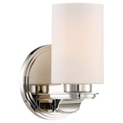 Minka Lavery Arrondir 1-Light Bath Vanity | Traditional Polished Nickel and Etched White Glass | Bathroom Vanity Light | 6 x 6 x 9 in | Model 3021-613