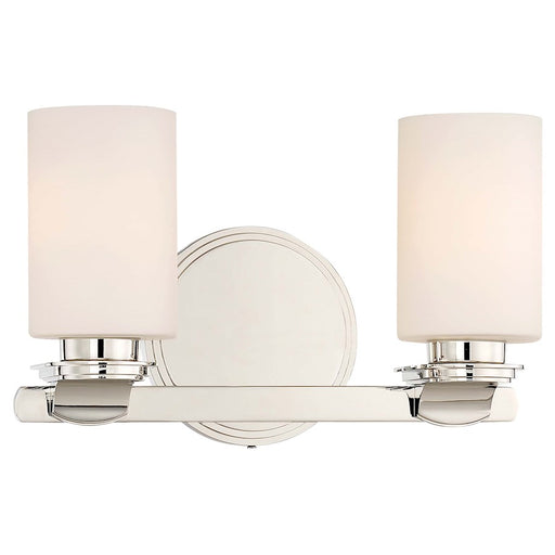 Minka Lavery Arrondir 14in 2-Light Bath Vanity | Traditional Polished Nickel and Etched White Glass | Bathroom Vanity Light | Model 3022-613
