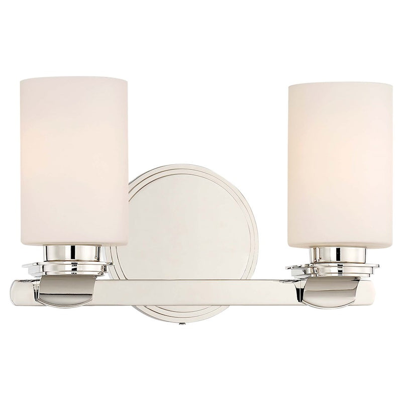 Minka Lavery Arrondir 14in 2-Light Bath Vanity | Traditional Polished Nickel and Etched White Glass | Bathroom Vanity Light | Model 3022-613