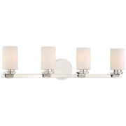 Minka Lavery Arrondir 34in 4-Light Vanity Light | Traditional Polished Nickel and Etched White Glass | Bathroom Vanity | Model 3024-613
