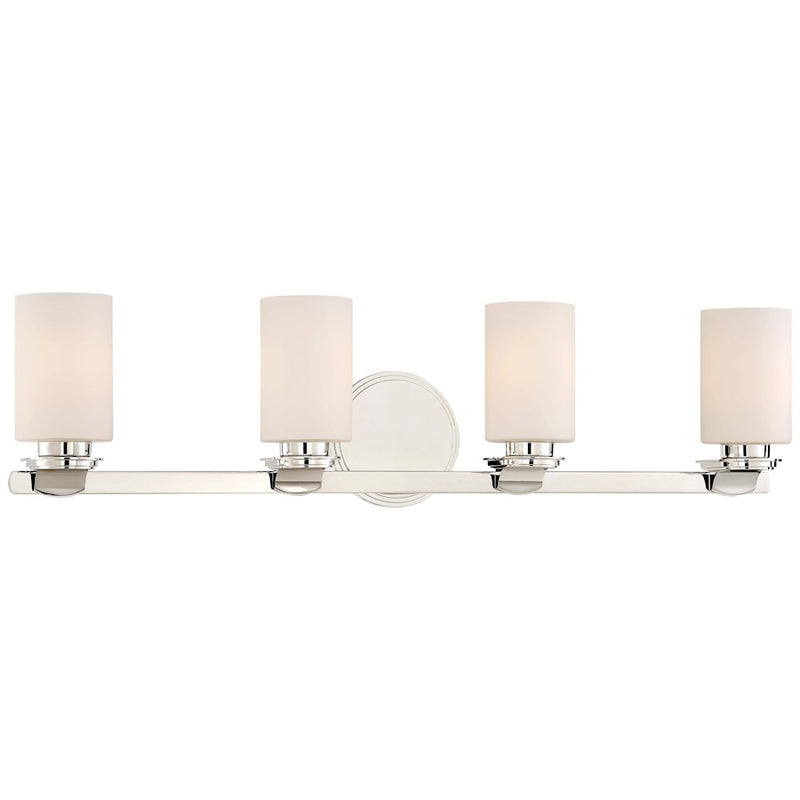 Minka Lavery Arrondir 34in 4-Light Vanity Light | Traditional Polished Nickel and Etched White Glass | Bathroom Vanity | Model 3024-613