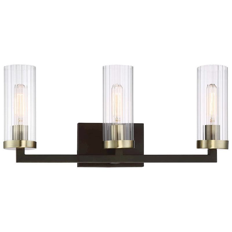 Minka Lavery Ainsley Court 3-Light Vanity Light | Transitional Aged Kingston Bronze and Brushed Brass | Bathroom Vanity | Model 3043-560