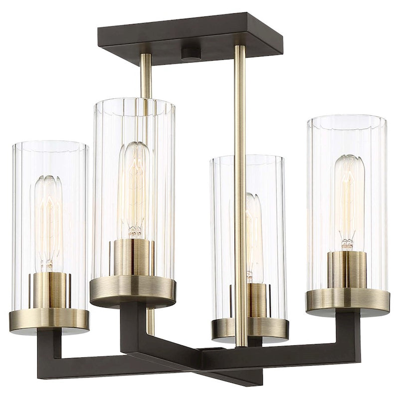 Minka Lavery Ainsley Court 16in Semi-Flush Mount | Transitional Aged Kingston Bronze and Clear Glass | Entryway & Hallway Ceiling | Model 3049-560