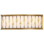 Minka Lavery Olivetas 20in 3-Light Vanity Light | Vintage Il Terrace Gold Leaf and White Ribbed Fabric | Bathroom Vanity | Model 3053-571