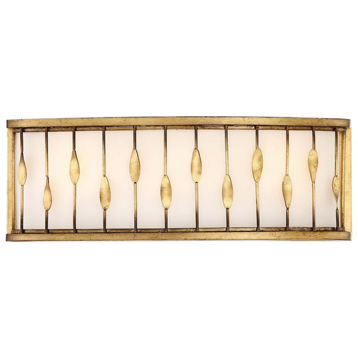 Minka Lavery Olivetas 20in 3-Light Vanity Light | Vintage Il Terrace Gold Leaf and White Ribbed Fabric | Bathroom Vanity | Model 3053-571