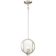 Minka Lavery Via Capri 9in 2-Light Mini Pendant | Brushed Nickel and Clear Wood Grain Water Glass | Kitchen Island & Dining Room | Model 3060-84