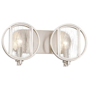 Minka Lavery Via Capri 16in 2-Light Vanity Light | Brushed Nickel and Clear Wood Grain Water Glass | Bathroom Vanity | Model 3062-84