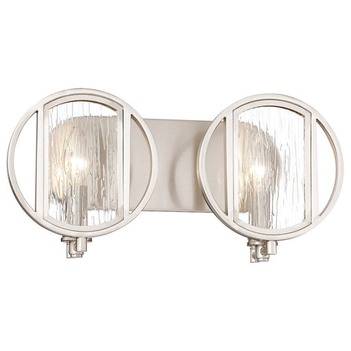 Minka Lavery Via Capri 16in 2-Light Vanity Light | Brushed Nickel and Clear Wood Grain Water Glass | Bathroom Vanity | Model 3062-84