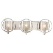 Minka Lavery Via Capri 25in 3-Light Bathroom Vanity Light | Contemporary Brushed Nickel and Clear Wood Grain Water Glass | Bathroom | Model 3063-84