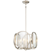 Minka Lavery Via Capri 13in 4-Light Pendant | Contemporary Brushed Nickel and Clear Wood Grain Water Glass | Kitchen Island & Dining | Model 3065-84