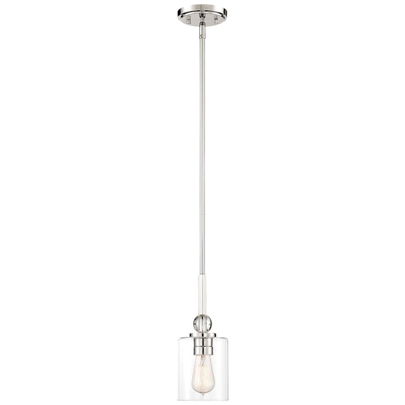 Minka Lavery Studio 5 Mini Pendant | Polished Nickel and Clear Glass | Kitchen Island & Dining Room | Dimmable, 60W, 5in W x 12in H | Model 3070-613
