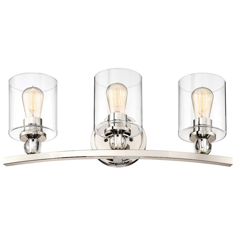 Minka Lavery Studio 5 24in 3-Light Bath Vanity Light | Polished Nickel and Clear Glass | Bathroom Vanity | 24 x 7 x 9 in | Model 3073-613