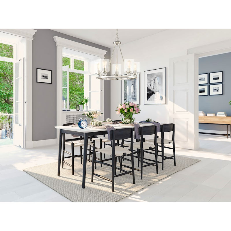 Minka Lavery Studio 5 Chandelier 26in 5-Light Chandelier | Polished Nickel and Clear Glass | Kitchen Island & Dining Room | Model 3075-613