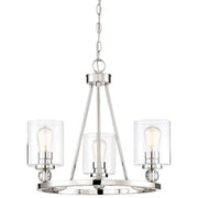 Minka Lavery Studio 5 22in 3-Light Chandelier | Polished Nickel and Clear Glass | Kitchen Island & Dining Room | 22 x 19 in | Model 3077-613