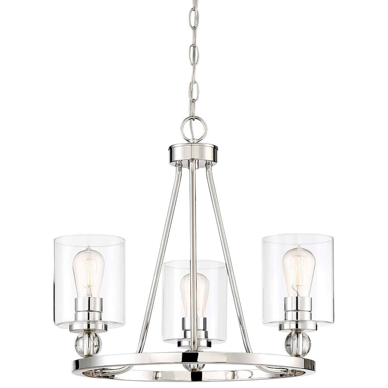 Minka Lavery Studio 5 22in 3-Light Chandelier | Polished Nickel and Clear Glass | Kitchen Island & Dining Room | 22 x 19 in | Model 3077-613