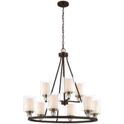 Minka Lavery Studio 5 32in Chandelier | Painted Bronze with Natural Brush and Clear Glass | Dining Room & Living Room | Model 3079-416