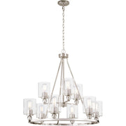 Minka Lavery Studio 32in 5-Light Chandelier | Transitional Polished Nickel and Clear Glass | Dining Room & Living Room | Model 3079-613