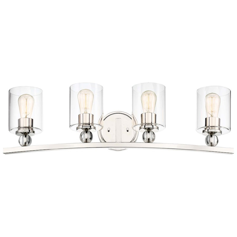 Minka Lavery Studio 33in 4-Light Vanity Light | Transitional Polished Nickel and Clear Glass | Bathroom Vanity | 33 x 33 x 9 in | Model 3080-613