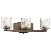 Minka Lavery Maginot 19in 3-Light LED Vanity Light | Transitional Harvard Court Bronze and Textured Clear Glass | Bathroom Vanity | Model 3083-281-L