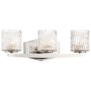 Minka Lavery Maginot 19in 3-Light LED Vanity Light | Transitional Polished Nickel and Textured Clear Glass | Bathroom Vanity | Model 3083-613-L