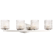 Minka Lavery Maginot XL 26in 4-Light LED Vanity Light | Transitional Polished Nickel and Textured Clear Glass | Bathroom Vanity | Model 3084-613-L