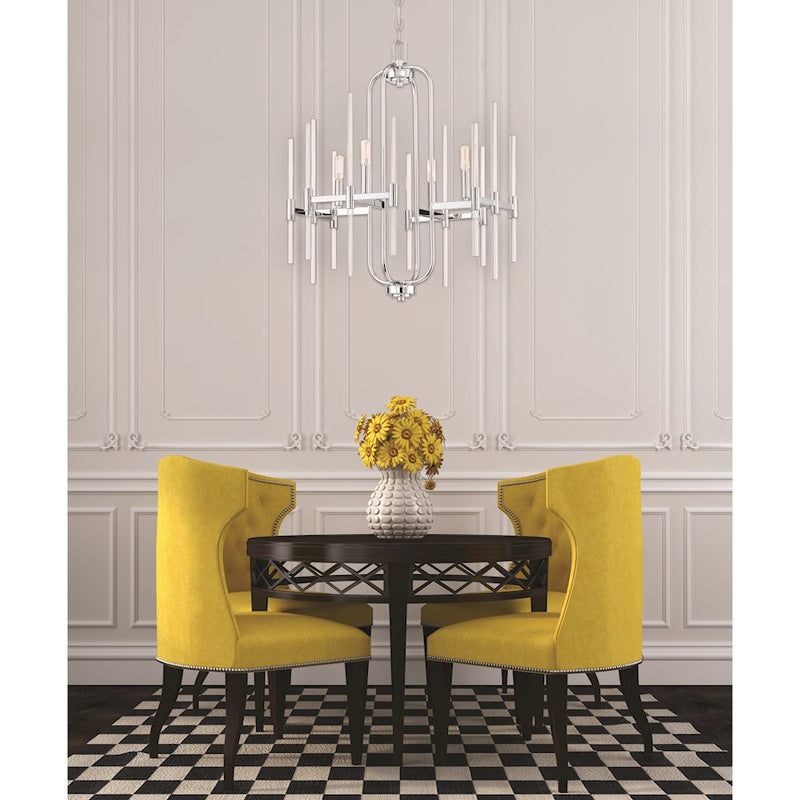 Minka Lavery Pillar 22in 4-Light Chandelier | Chrome with Vintage Style Bulbs | Dining Room & Living Room | 22 x 22 x 28 in | Model 3094-77
