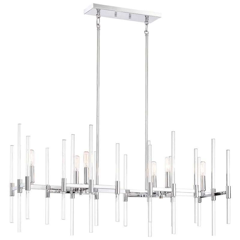 Minka Lavery Pillar 38in 6-Light Island Light | Chrome with Vintage Style Bulbs | Kitchen Island & Dining Room | 38 x 10 x 18 in | Model 3096-77