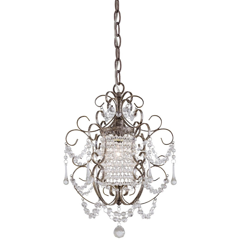 Minka Lavery 11in 1-Light Mini Chandelier | Traditional Westport Silver Metal | Kitchen & Dining Nook | 11 x 11 x 16 in | Model 3121-333