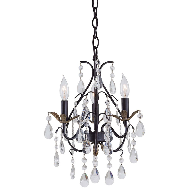 Minka Lavery 3-Light Mini Chandelier | Castlewood Walnut and Silver Traditional Style | Dining Room & Kitchen Nook | 13 x 13 x 18 in | Model 3122-301