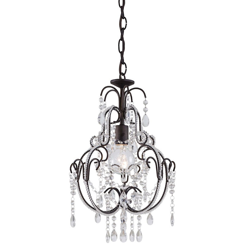 Minka Lavery 12in 1-Light Mini Chandelier | Traditional Taylor Bronze Metal | Kitchen & Dining Nook | 12 x 12 x 20 in | Model 3123-489