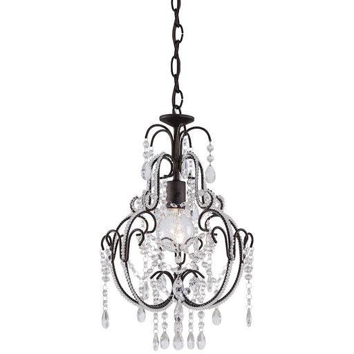 Minka Lavery 12in 1-Light Mini Chandelier | Traditional Taylor Bronze Metal | Kitchen & Dining Nook | 12 x 12 x 20 in | Model 3123-489