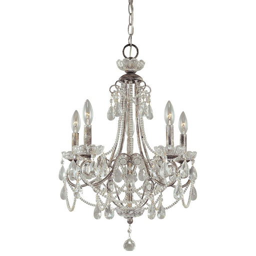 Minka Lavery 5-Light Mini Chandelier | Traditional Distressed Silver | Dining Room & Foyer | 18 x 18 x 26 in | Model 3134-207