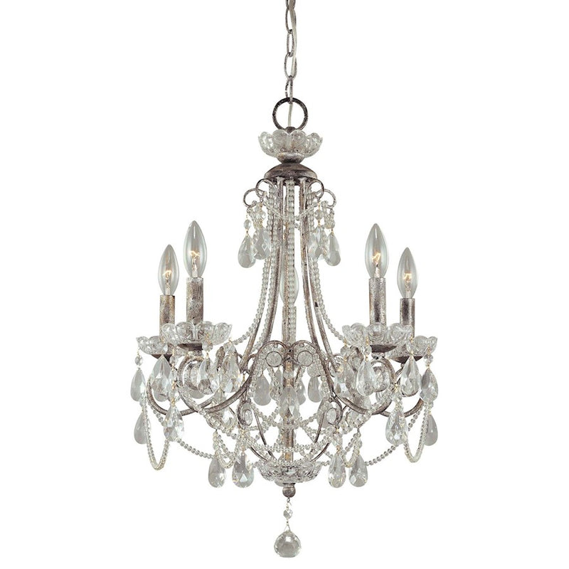 Minka Lavery 5-Light Mini Chandelier | Traditional Distressed Silver | Dining Room & Foyer | 18 x 18 x 26 in | Model 3134-207