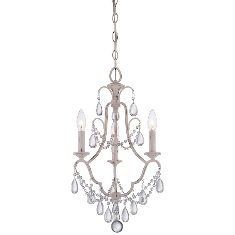 Minka Lavery 3-Light Mini Chandelier | Traditional Provencal Blanc | Dining Room & Foyer | 13.5 x 13.5 x 22 in | Model 3137-648