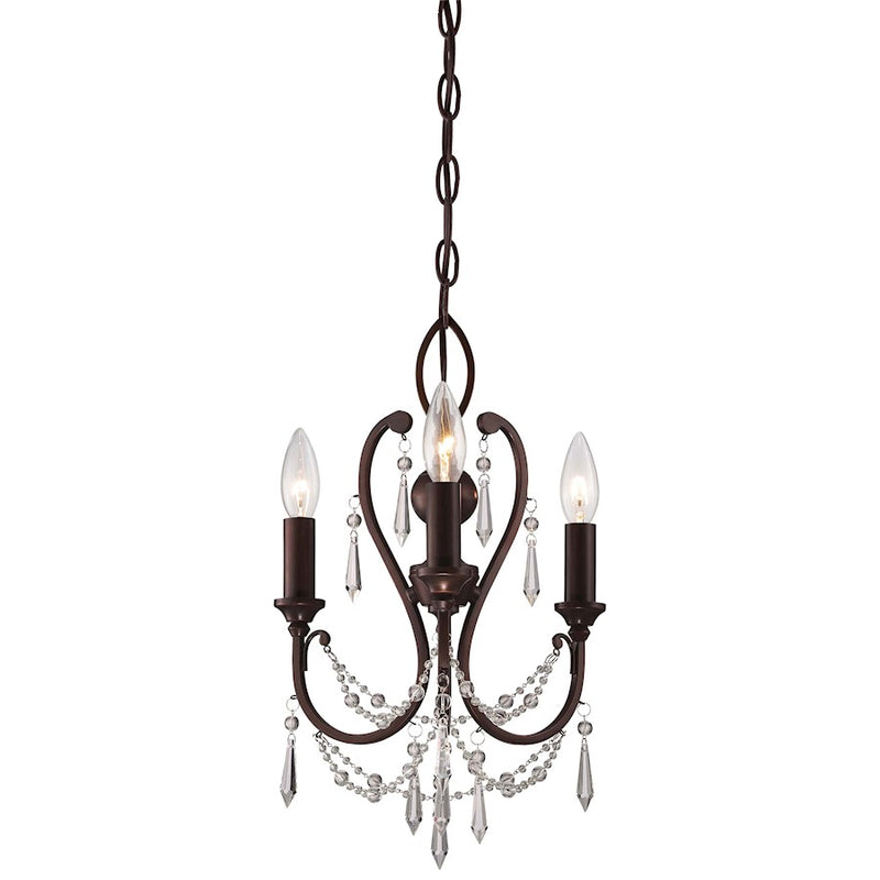 Minka Lavery 12in 3-Light Mini Chandelier | Traditional Vintage Bronze | Dining Room & Kitchen Island | 12 x 12 x 16 in | Model 3138-284