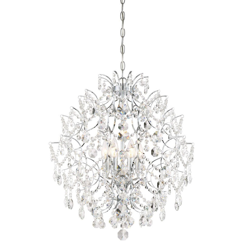 Minka Lavery Isabella's Crown 22in 6-Light Chandelier | Traditional Chrome and Crystal | Dining Room & Living Room | 22 x 24 in | Model 3157-77