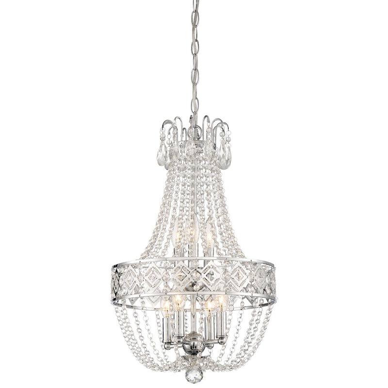 Minka Lavery Mini Chandelier | Traditional Chrome | Dining Room & Foyer Accent | 14 x 14 x 22 in | Model 3159-77