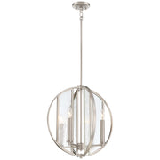 Minka Lavery Via Capri 18in Pendant | Transitional Brushed Nickel and Clear Wood Grain Glass | Kitchen Island & Dining Room | Model 3165-84