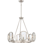 Minka Lavery Via Capri 26in 4-Light Chandelier | Transitional Brushed Nickel and Clear Wood Grain Water Glass | Dining Room & Living | Model 3166-84